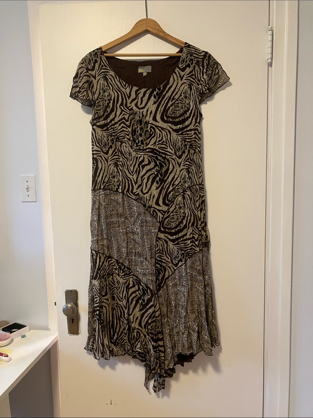 Women's Brown & Cream Animal Print Maxi Dress Made in Canada